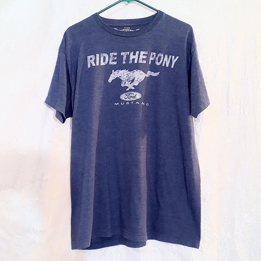 Ford Mustang Ride the Pony T Shirt Savvy XL Navy Blue Graphic Retro Car